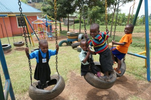 Uphill children enjoying the school playground